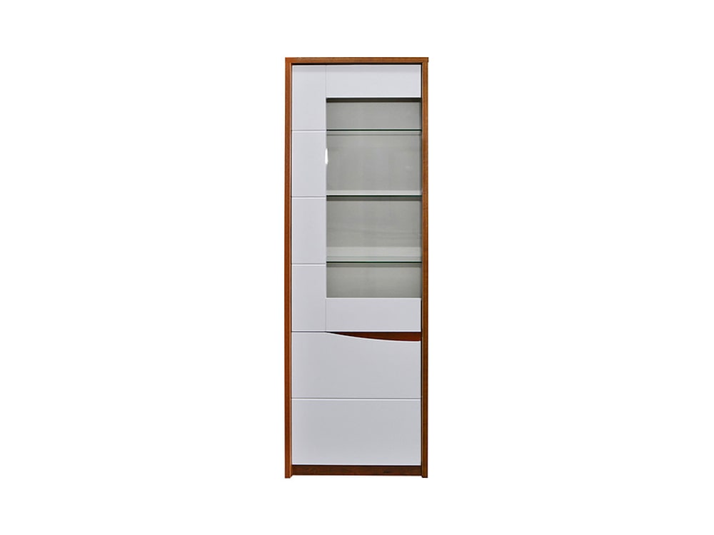 Шкафы с витриной - Шкаф МОНАКО, Дуб Саттер + Белый глянец, без подсветки (01-01)(2) - Белорусская мебель