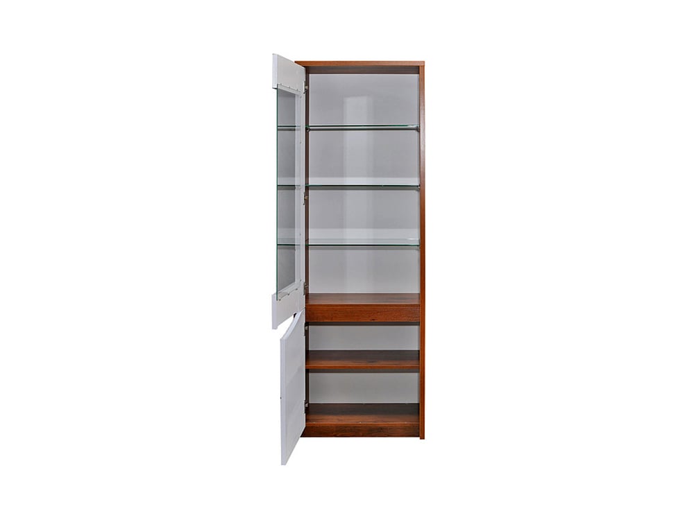 Шкафы с витриной - Шкаф МОНАКО, Дуб Саттер + Белый глянец, без подсветки (01-01)(3) - Белорусская мебель