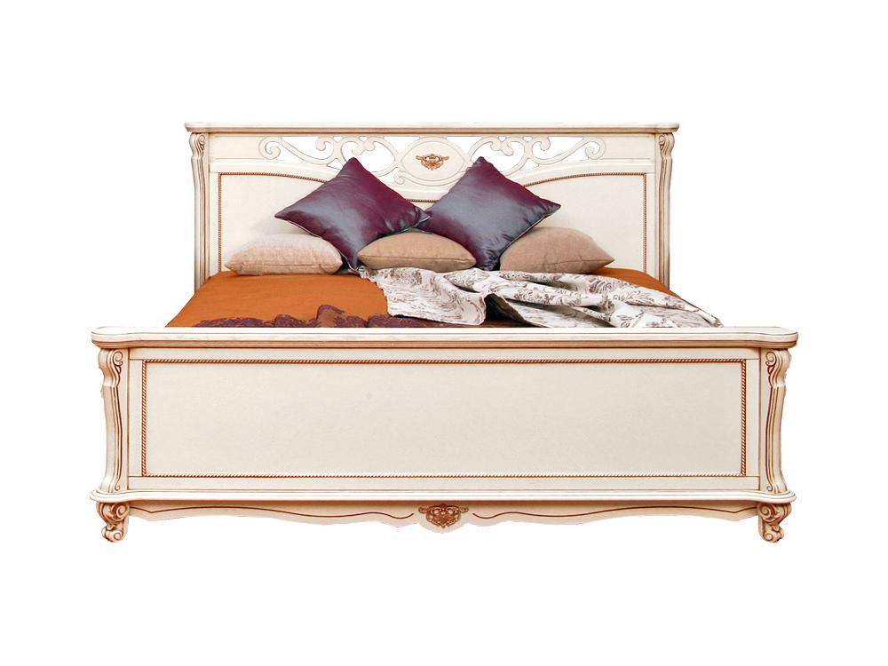 Кровати - Кровать двуспальная АЛЕЗИ (изножье высокое), Слоновая кость с золочением, 2-20(1) - Белорусская мебель