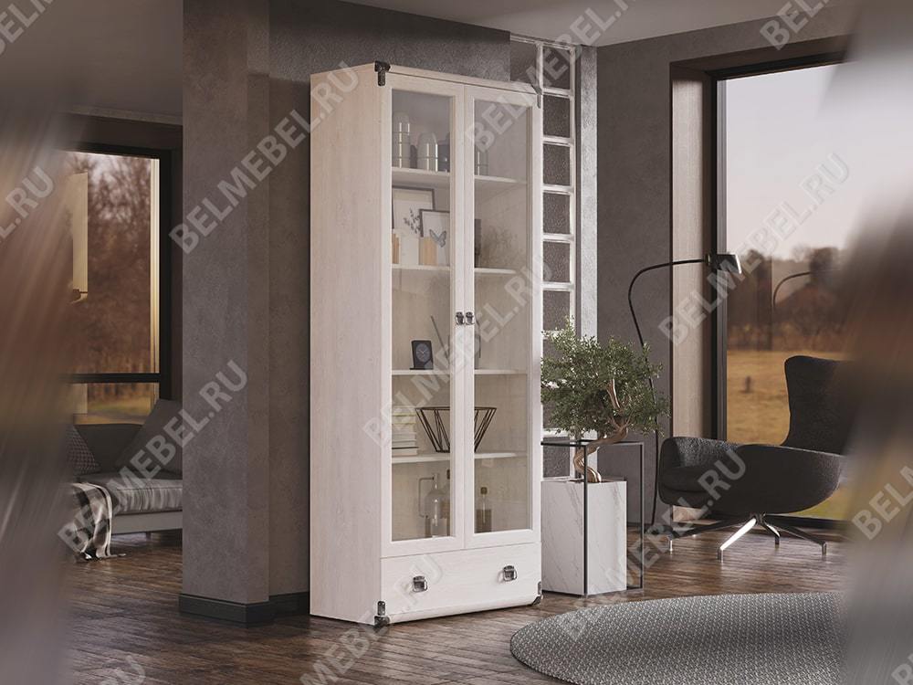 Шкафы с витриной - Витрина двухстворчатая Индиана, Сосна Каньон(5) - Белорусская мебель