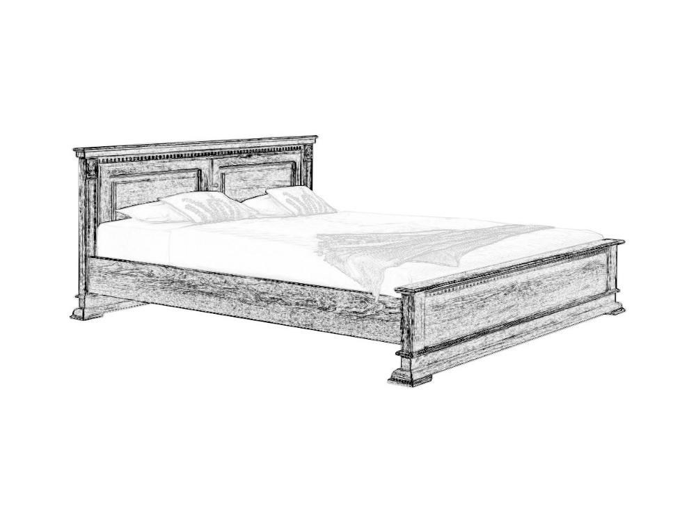 Кровати - Кровать двуспальная ВЕРДИ ЛЮКС (изножье низкое), Слоновая кость с золочением, П434.14/1м(1) - Белорусская мебель