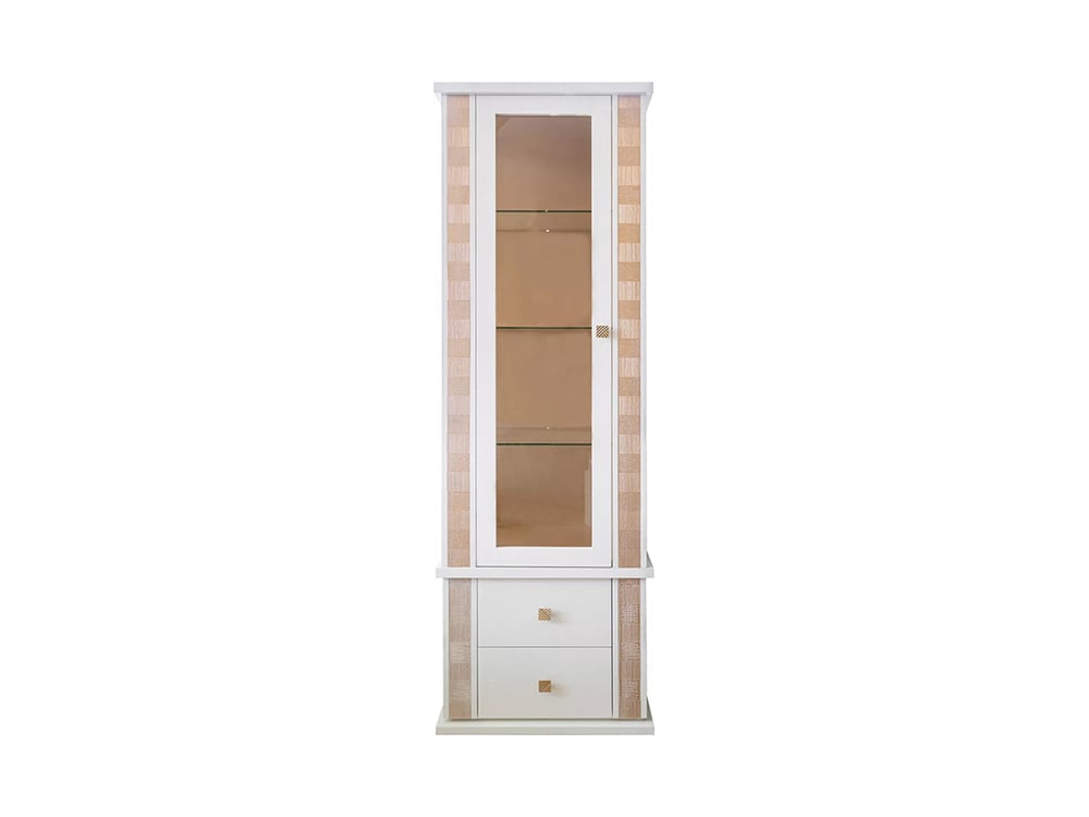 Шкафы с витриной - Шкаф с витриной ТУНИС П343.19-1Ш, Слоновая кость с золочением(2) - Белорусская мебель