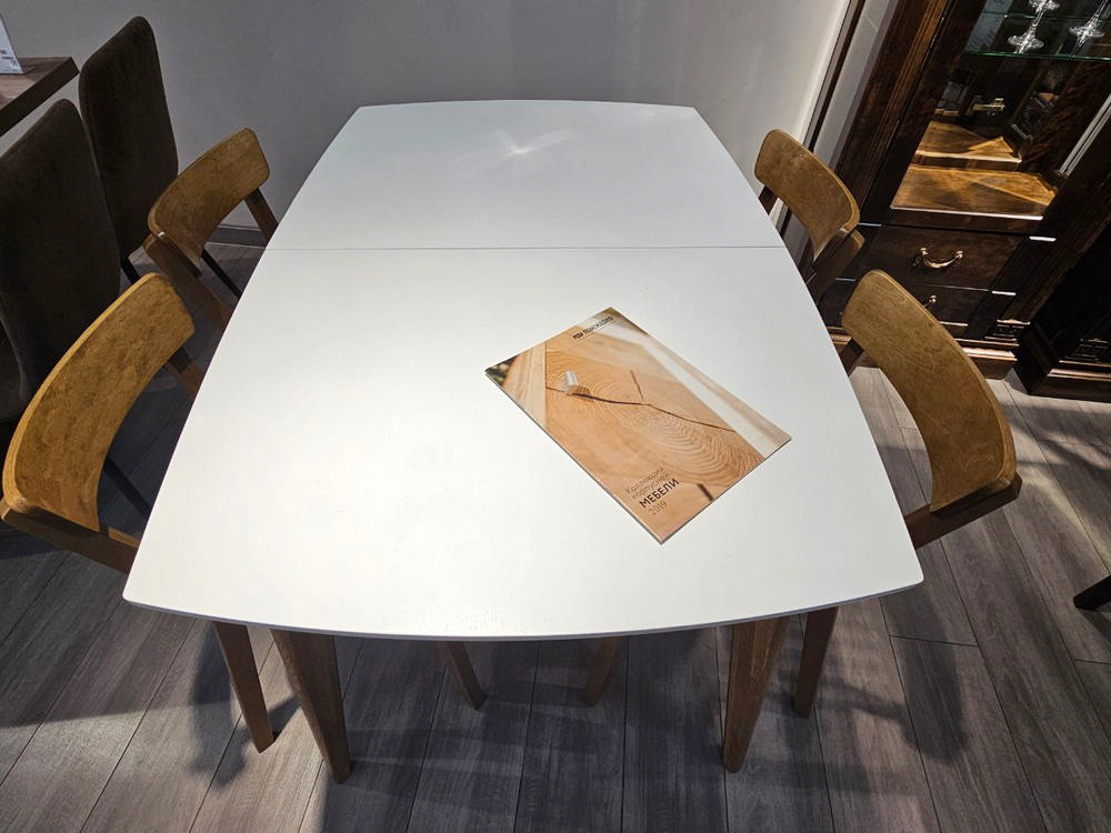 Столы обеденные - Стол раскладной МОНИКА Р, Молоко + Дуб рустикаль(5) - Белорусская мебель