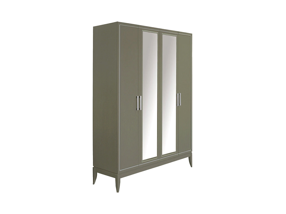 Шкафы для одежды - Шкаф для одежды ОРТА четырёхдверный с зеркалом, Оливия + БП(1) - Белорусская мебель