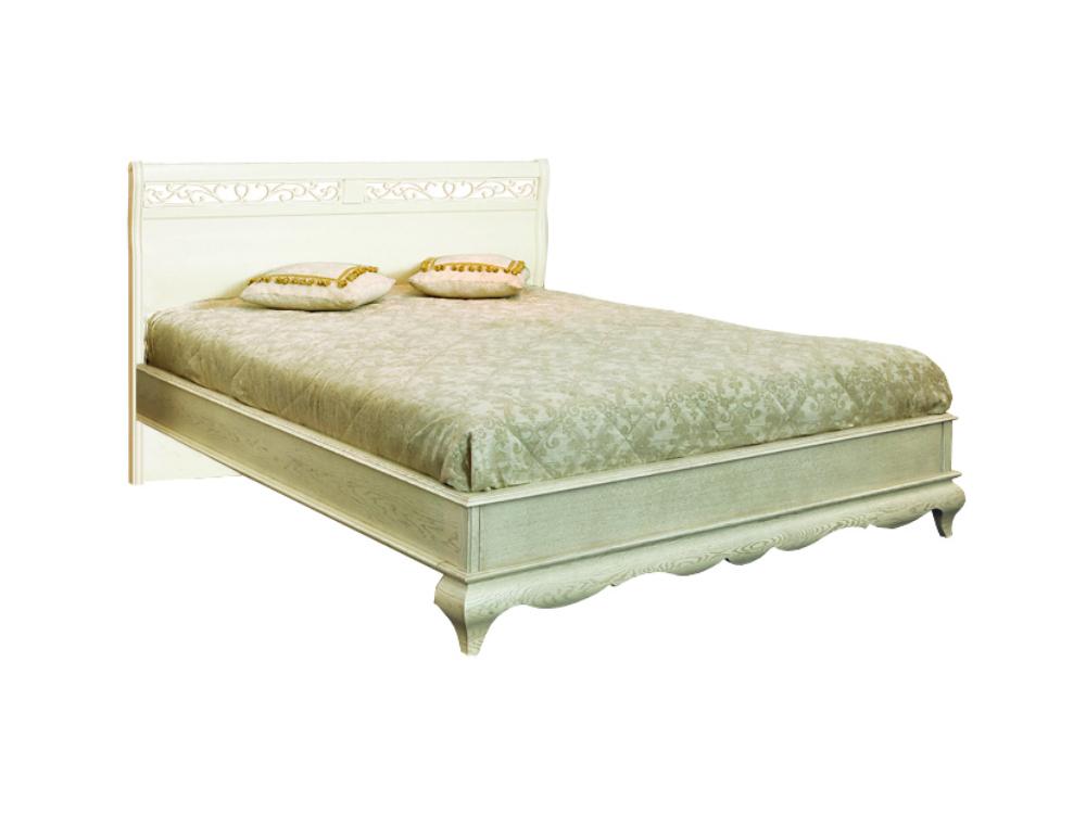Кровати - Кровать двуспальная ОСКАР (изножье низкое), ММ-216-02/16Б2, Белая эмаль + тёмная патина(2) - Белорусская мебель