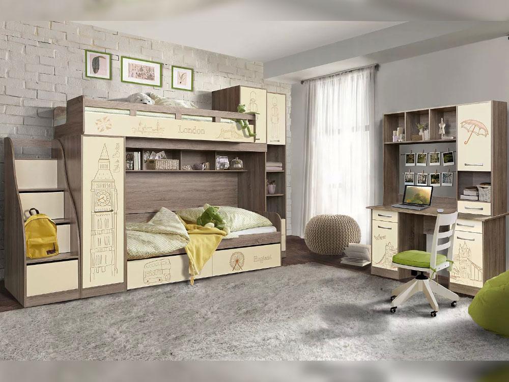 Кровати в детскую - Кровать БРИТИШ, Дуб трюфельный + крем, П551.20(2) - Белорусская мебель