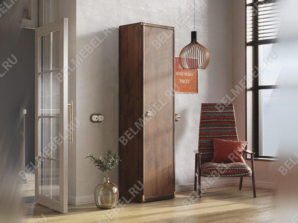 Шкафы в гостиную - Одностворчатый шкаф-пенал Индиана, Дуб саттер(3) - Белорусская мебель