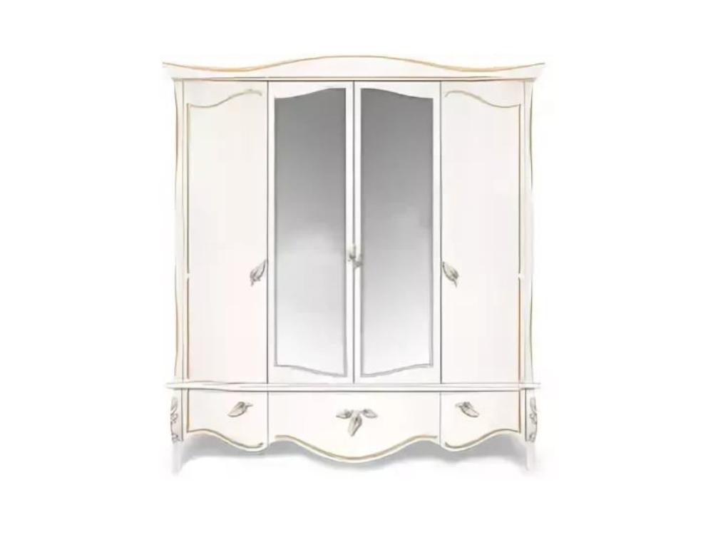 Шкафы для одежды - Шкаф для одежды ТРИО, ММ-277-01/04, Белая эмаль золото(2) - Белорусская мебель