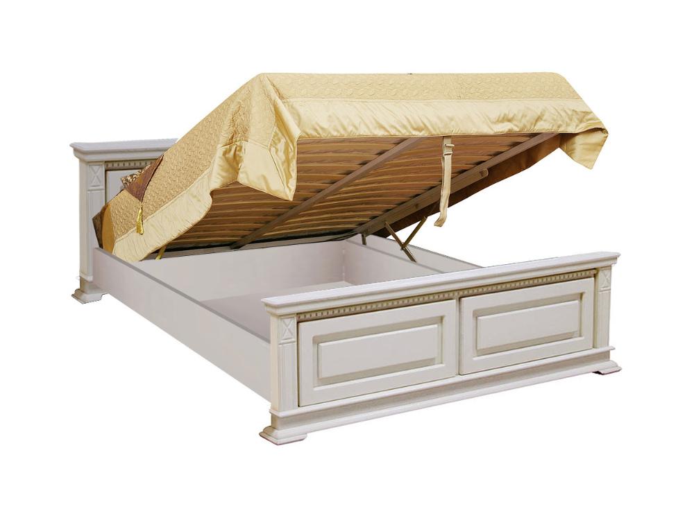 Кровати - Кровать двуспальная ВЕРДИ ЛЮКС (изножье высокое), Слоновая кость, П434.08п(1) - Белорусская мебель