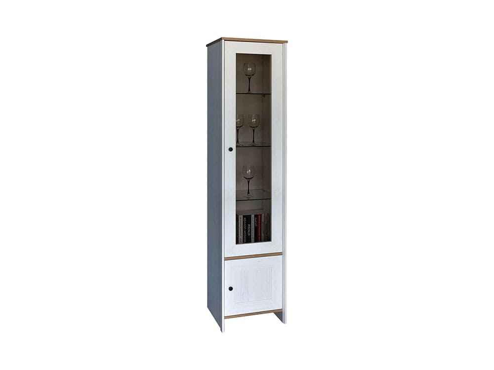Шкафы в гостиную - Шкаф-витрина ПАРМА 1Д, Сосна Рандерс + Дуб Кантри золотой(1) - Белорусская мебель