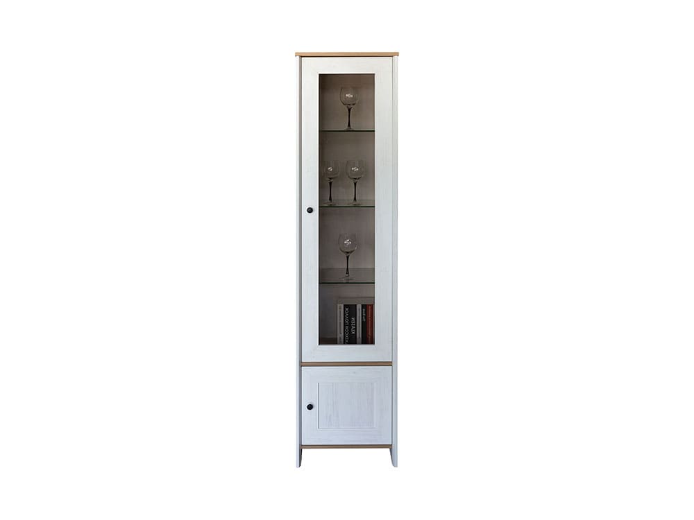 Шкафы в гостиную - Шкаф-витрина ПАРМА 1Д, Сосна Рандерс + Дуб Кантри золотой(3) - Белорусская мебель