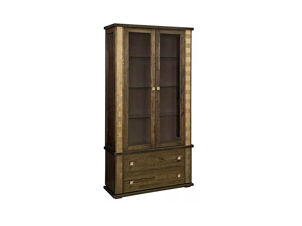 Шкафы с витриной - Шкаф с витриной ТУНИС П343.20Ш, Венге с золочением(1) - Белорусская мебель