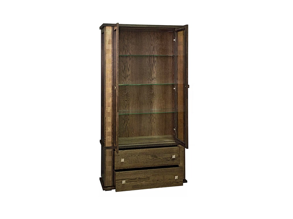Шкафы с витриной - Шкаф с витриной ТУНИС П343.20Ш, Венге с золочением(2) - Белорусская мебель
