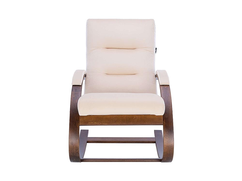 Кресла в гостиную - Кресло-качалка МИЛАНО, Орех текстура + Велюр V18 бежевый(2) - Белорусская мебель
