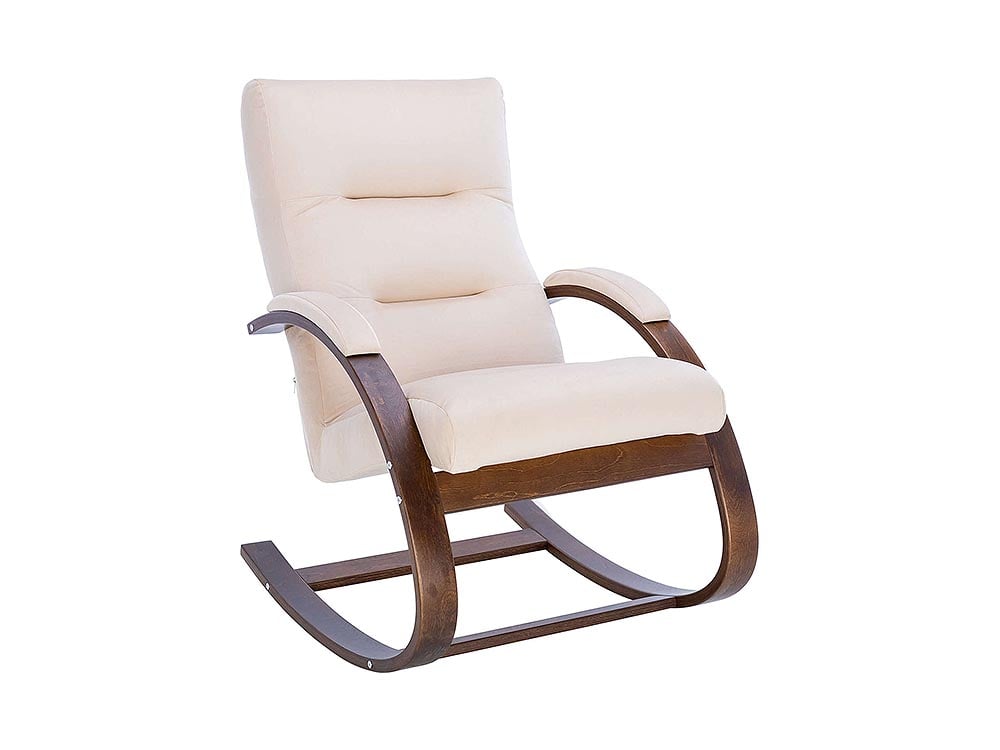 Кресла в гостиную - Кресло-качалка МИЛАНО, Орех текстура + Велюр V18 бежевый(1) - Белорусская мебель