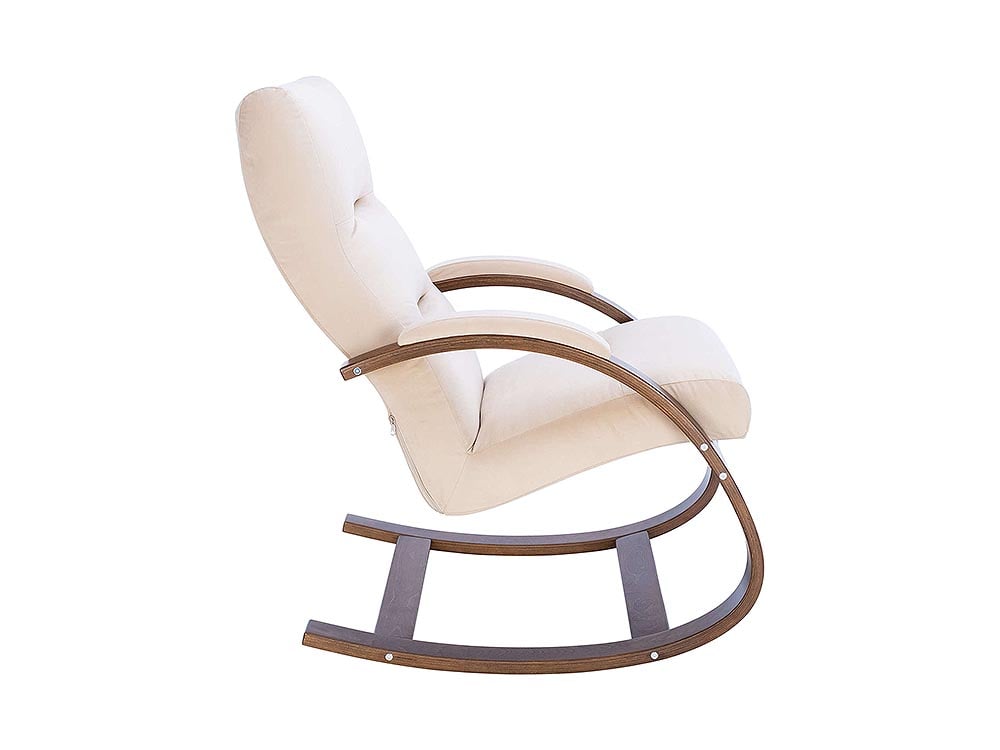 Кресла в гостиную - Кресло-качалка МИЛАНО, Орех текстура + Велюр V18 бежевый(3) - Белорусская мебель