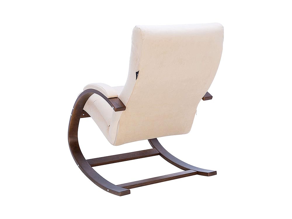 Кресла в гостиную - Кресло-качалка МИЛАНО, Орех текстура + Велюр V18 бежевый(4) - Белорусская мебель
