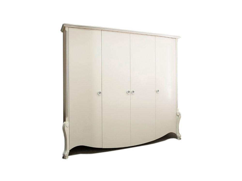 Шкафы для одежды - Шкаф для одежды ЛУИЗА, ММ-227-01/04Б, Белая эмаль + серебряная патина(1) - Белорусская мебель