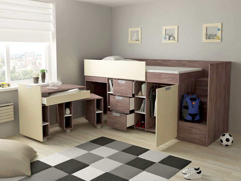 Кровати в детскую - Кровать BERG, Ясень Анкор + Магнолия (90)(2) - Белорусская мебель