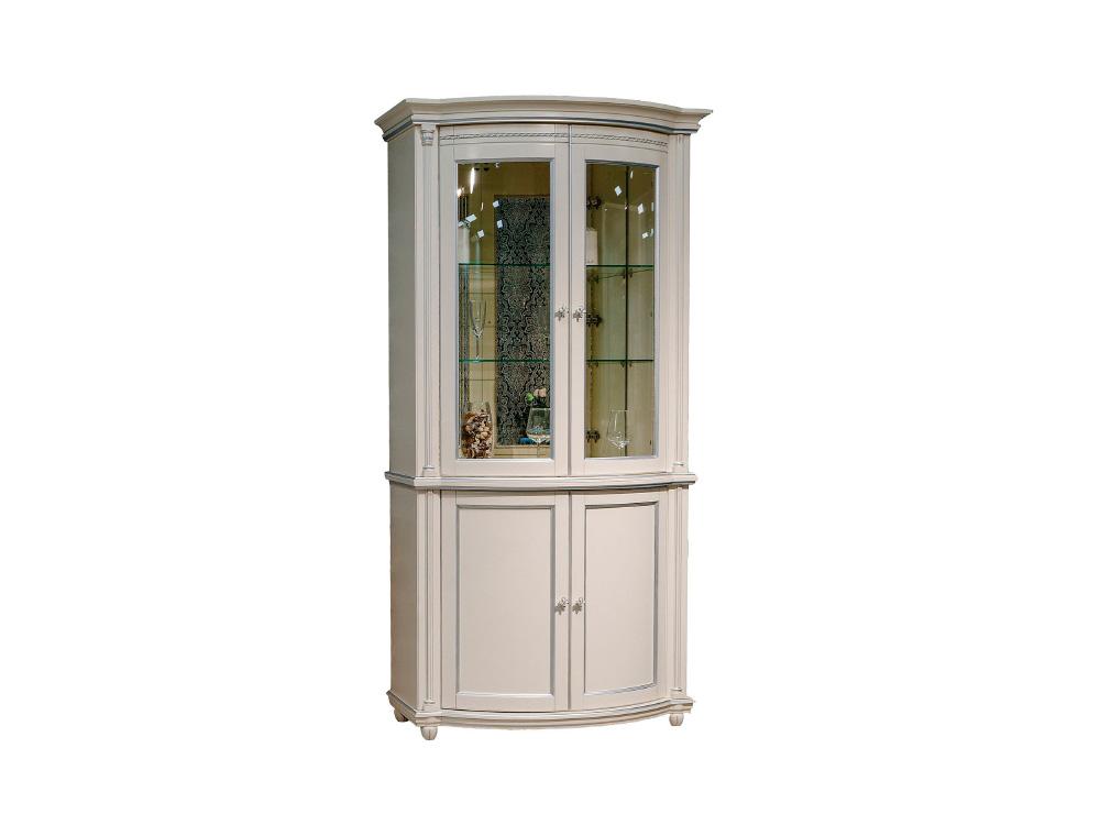 Шкафы с витриной - Шкаф с витриной ВАЛЕНСИЯ 2з, Античная темпера с серебром(1) - Белорусская мебель