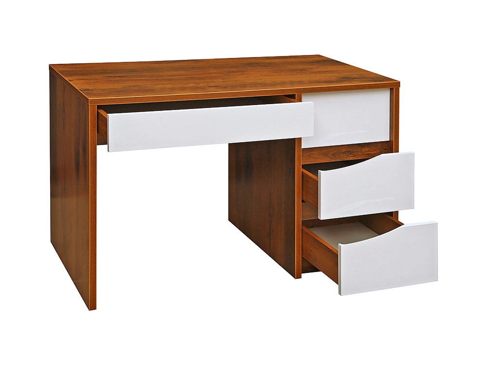 Столы письменные - Стол письменный МОНАКО, Дуб Саттер + Белый глянец, тумба справа(2) - Белорусская мебель