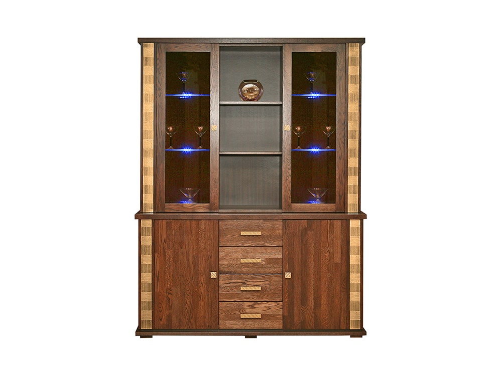 Шкафы в гостиную - Шкаф комбинированный ТУНИС П343.06Ш, Черешня с золочением(2) - Белорусская мебель