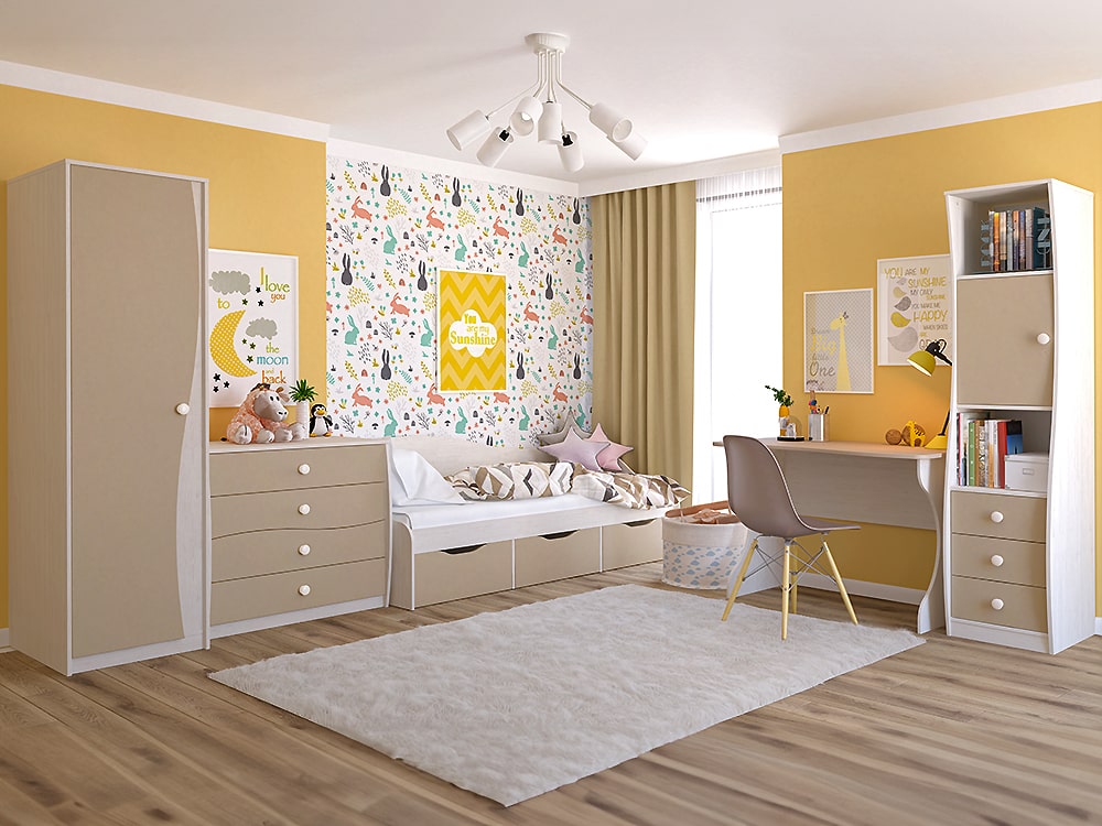 Наборы детских комнат - Детская КОМБИ, Капучино + Сосна Рандерс 3(1) - Белорусская мебель