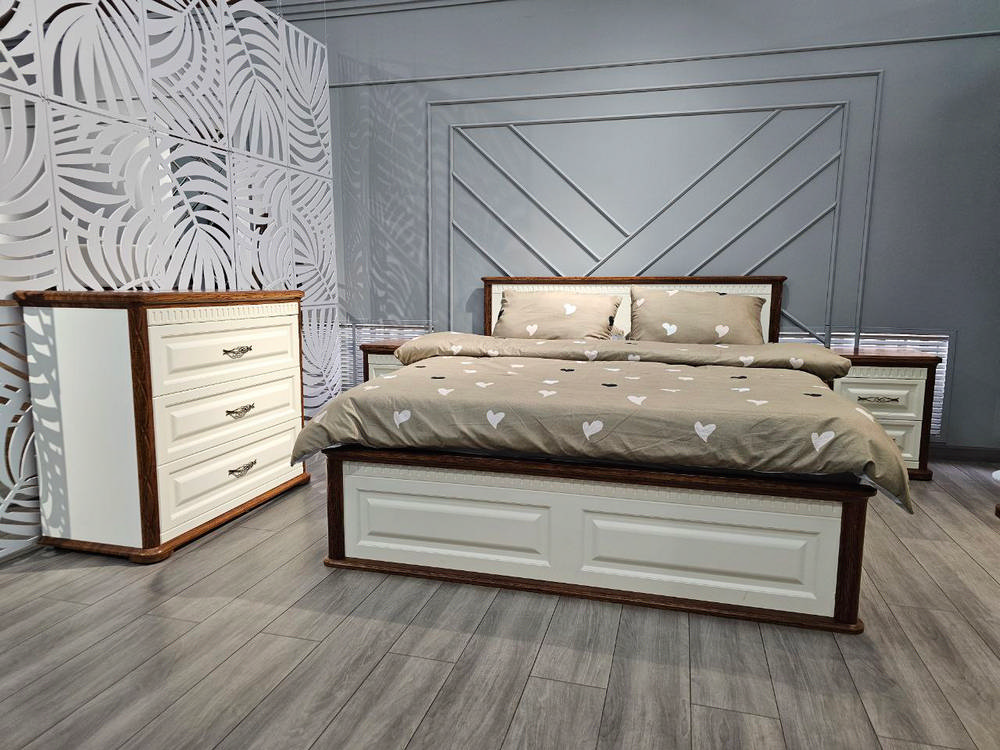 Кровати - Кровать МАРСЕЛЬ (160), Крем + Дуб Кантри(2) - Белорусская мебель