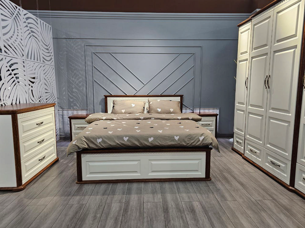 Кровати - Кровать МАРСЕЛЬ (160), Крем + Дуб Кантри(4) - Белорусская мебель