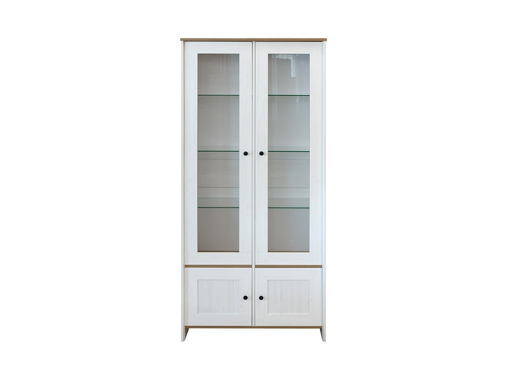 Шкафы с витриной - Шкаф-витрина ПАРМА 2Д, Сосна Рандерс + Дуб Кантри золотой(3) - Белорусская мебель