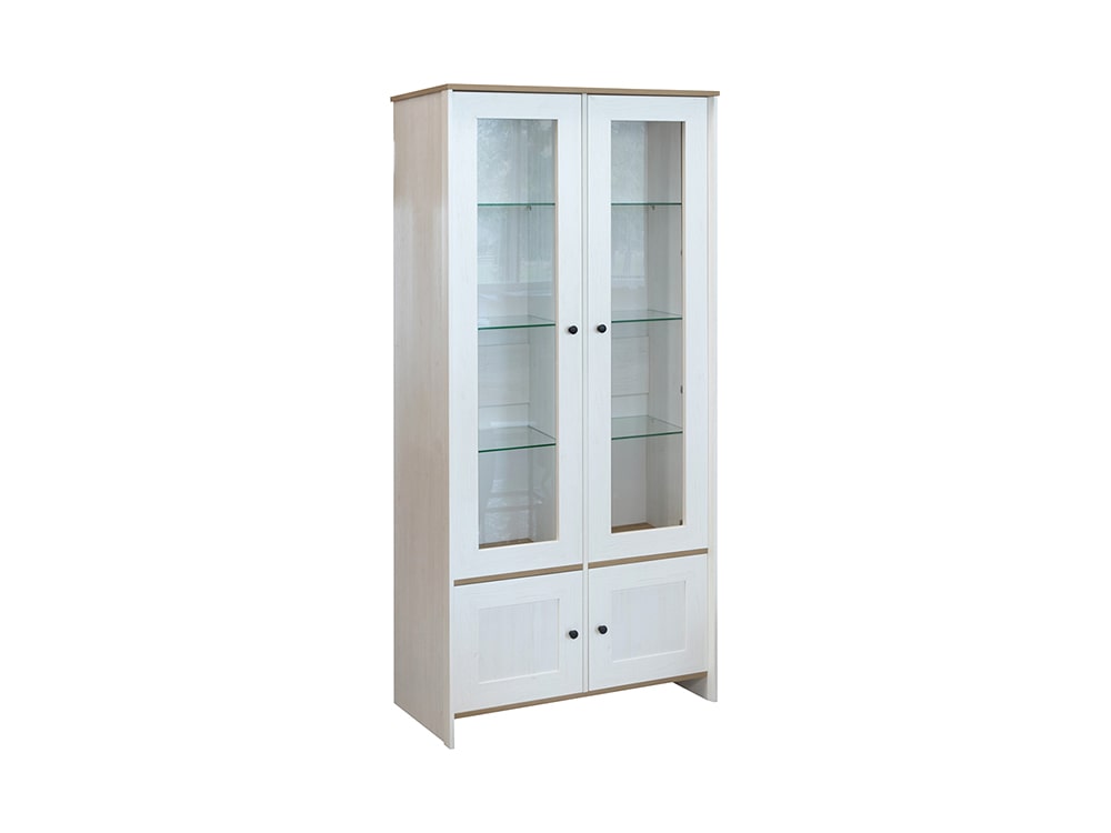 Шкафы с витриной - Шкаф-витрина ПАРМА 2Д, Сосна Рандерс + Дуб Кантри золотой(1) - Белорусская мебель