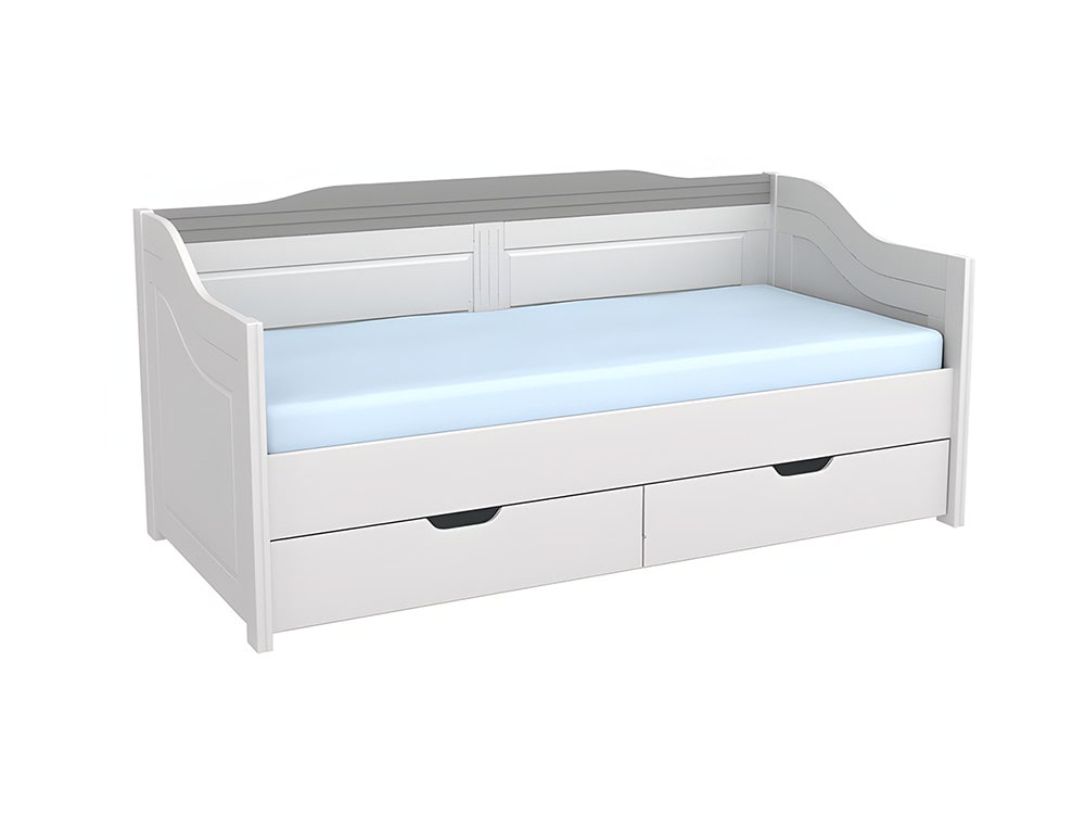 Кровати - Кровать-диван БЕЙЛИ с выдвижными ящиками (90), Белый воск + антрацит(1) - Белорусская мебель