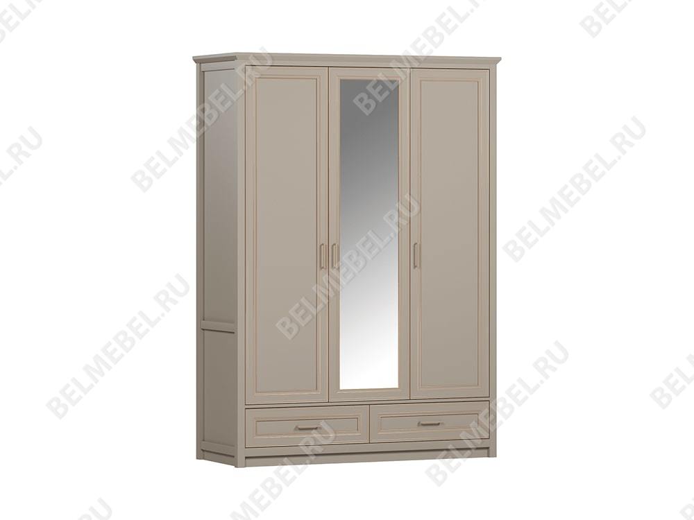 Шкафы для одежды - Шкаф трехстворчатый с зеркалом Classic, Глиняный серый(1) - Белорусская мебель