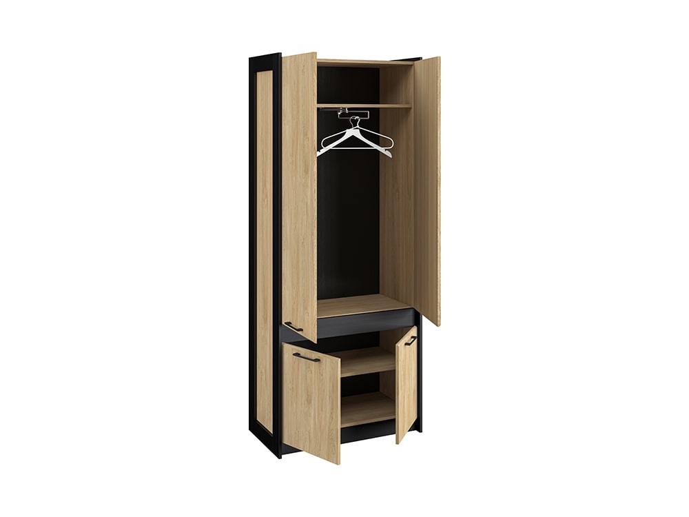 Шкафы для одежды - Шкаф для одежды СТЕНЛИ, Дуб Прованс + Чёрный (-05)(2) - Белорусская мебель