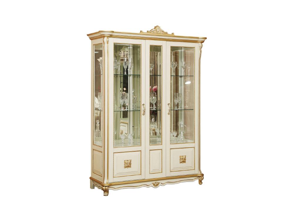 Шкафы с витриной - Шкаф с витриной АЛЕЗИ ЛЮКС 5, Слоновая кость с золочением(1) - Белорусская мебель