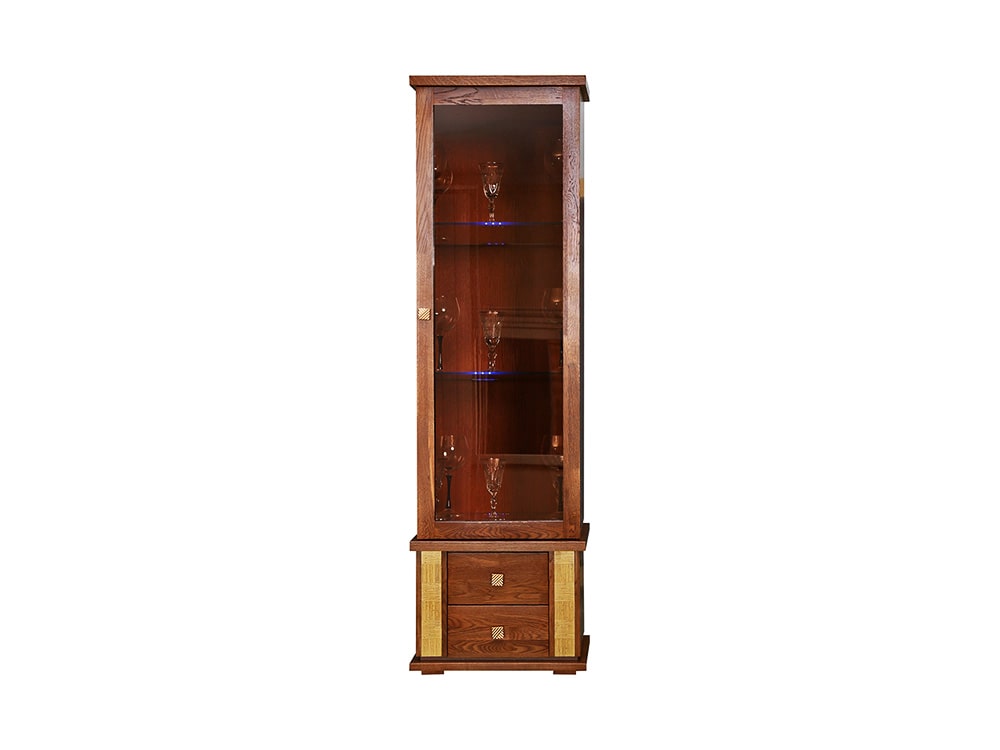 Шкафы с витриной - Шкаф с витриной ТУНИС П343.21Ш, Черешня с золочением(2) - Белорусская мебель