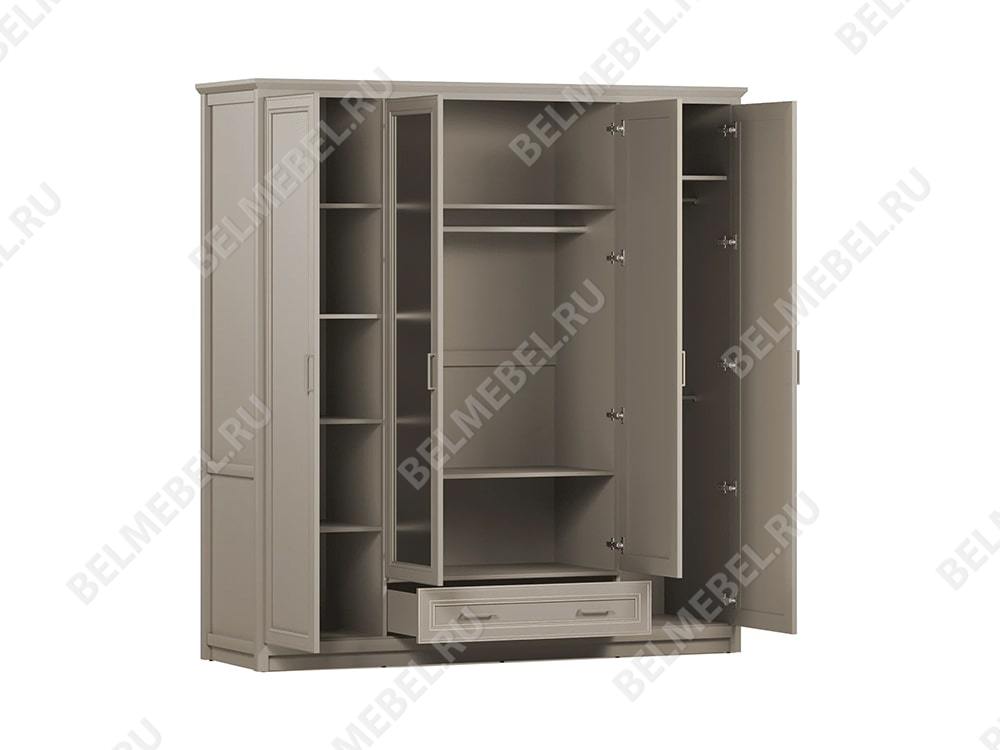 Шкафы для одежды - Шкаф четырёхстворчатый с зеркалом Classic, Глиняный серый(2) - Белорусская мебель