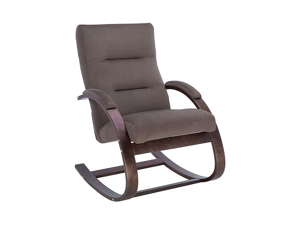 Кресла в гостиную - Кресло-качалка МИЛАНО, Орех текстура + Велюр V23 молочный шоколад(1) - Белорусская мебель