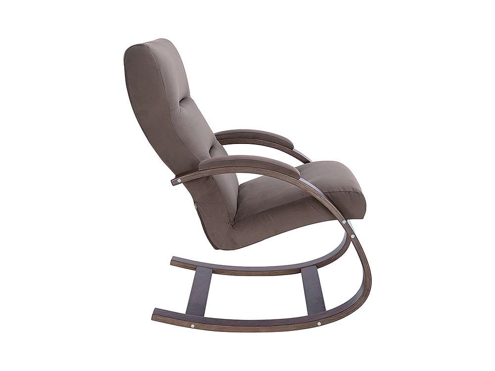 Кресла в гостиную - Кресло-качалка МИЛАНО, Орех текстура + Велюр V23 молочный шоколад(3) - Белорусская мебель