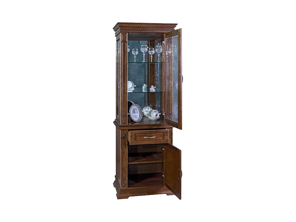 Шкафы с витриной - Шкаф комбинированный ВЕРДИ, Черешня с золочением, П1.487.0.34(2) - Белорусская мебель