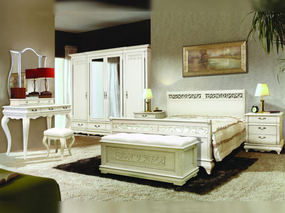 Наборы спален - Спальня ОСКАР (белая эмаль + тёмная патина) 2(1) - Белорусская мебель