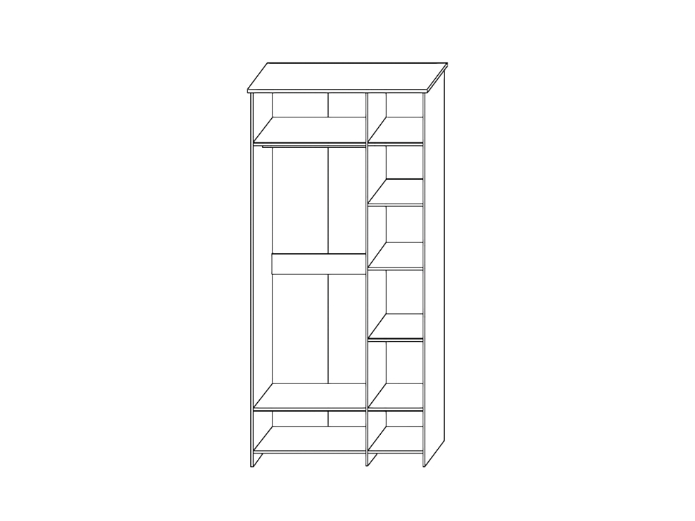 Шкафы для одежды - Шкаф для одежды 3Д СКАНДИНАВИЯ, Графит + Дуб Наварра(2) - Белорусская мебель