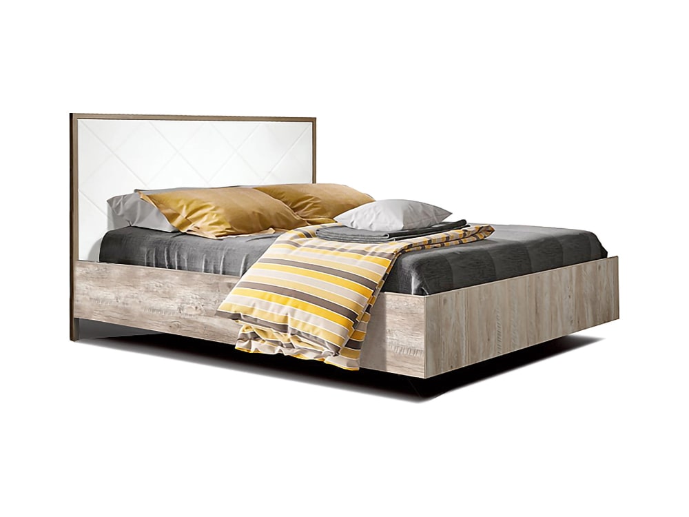Кровати - Кровать КРИСТАЛ, Дуб Юкон + Белый (160)(1) - Белорусская мебель