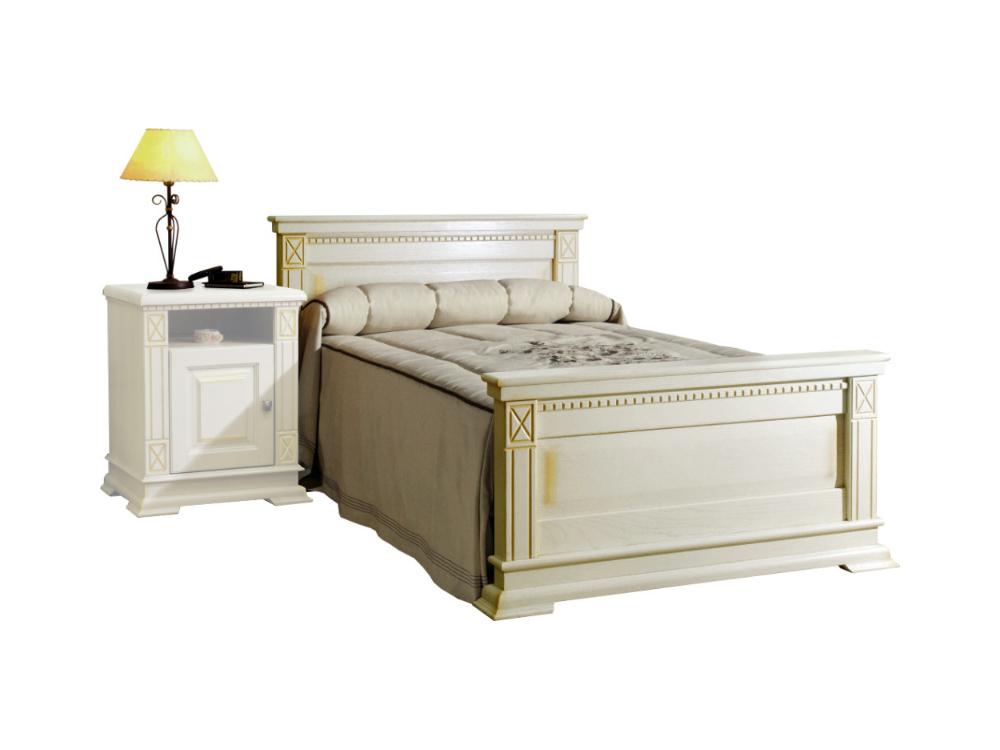 Кровати - Кровать односпальная ВЕРДИ ЛЮКС (90), изножье высокое, Слоновая кость с золочением(1) - Белорусская мебель