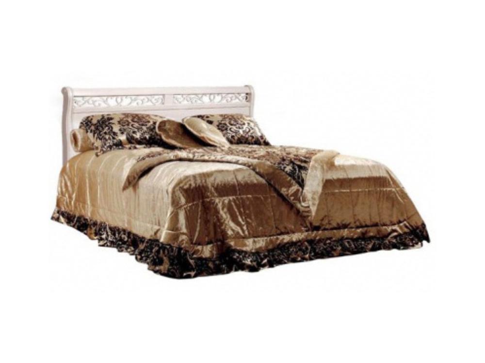 Кровати - Кровать двуспальная ОСКАР (изножье низкое), ММ-216-02/14Б2, Белая эмаль + тёмная патина(2) - Белорусская мебель