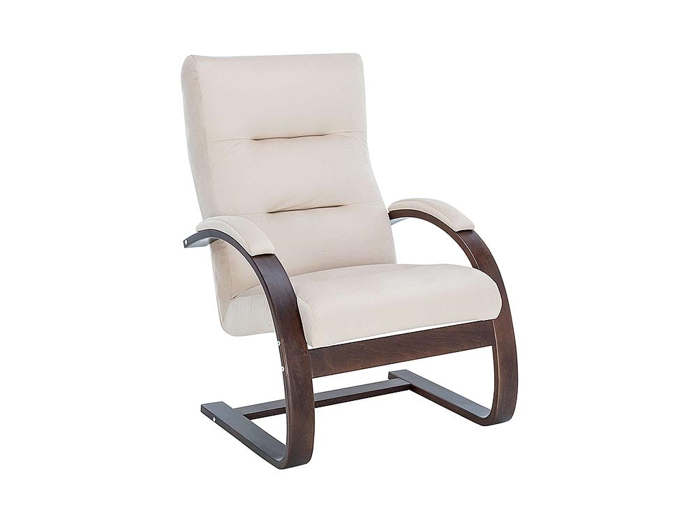 Кресла в гостиную - Кресло МОНЭ, Орех текстура + Велюр V18 бежевый(1) - Белорусская мебель