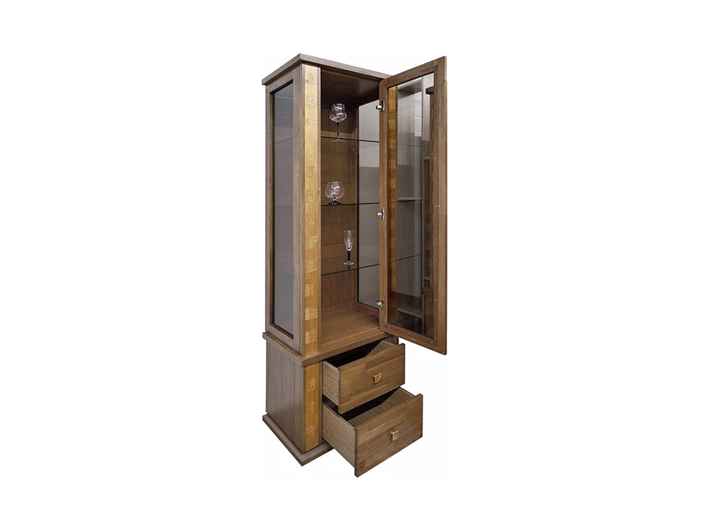 Шкафы с витриной - Шкаф с витриной ТУНИС П343.19Ш, Черешня с золочением(3) - Белорусская мебель