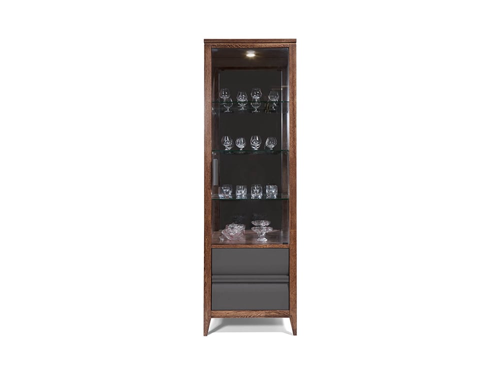Шкафы с витриной - Шкаф с витриной АСПЕН, Табак + Антрацит 1621Е(1) - Белорусская мебель