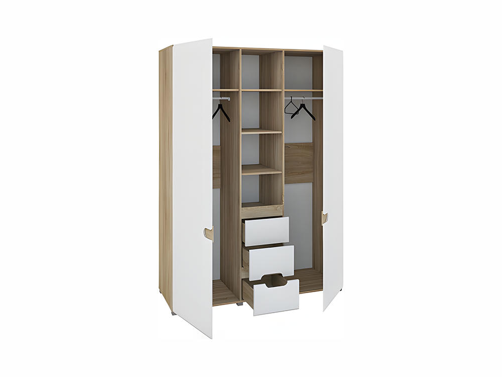 Шкафы для одежды - Шкаф для одежды ЛЕОНАРДО, Белое дерево + Дуб сонома МН-026-08(2) - Белорусская мебель