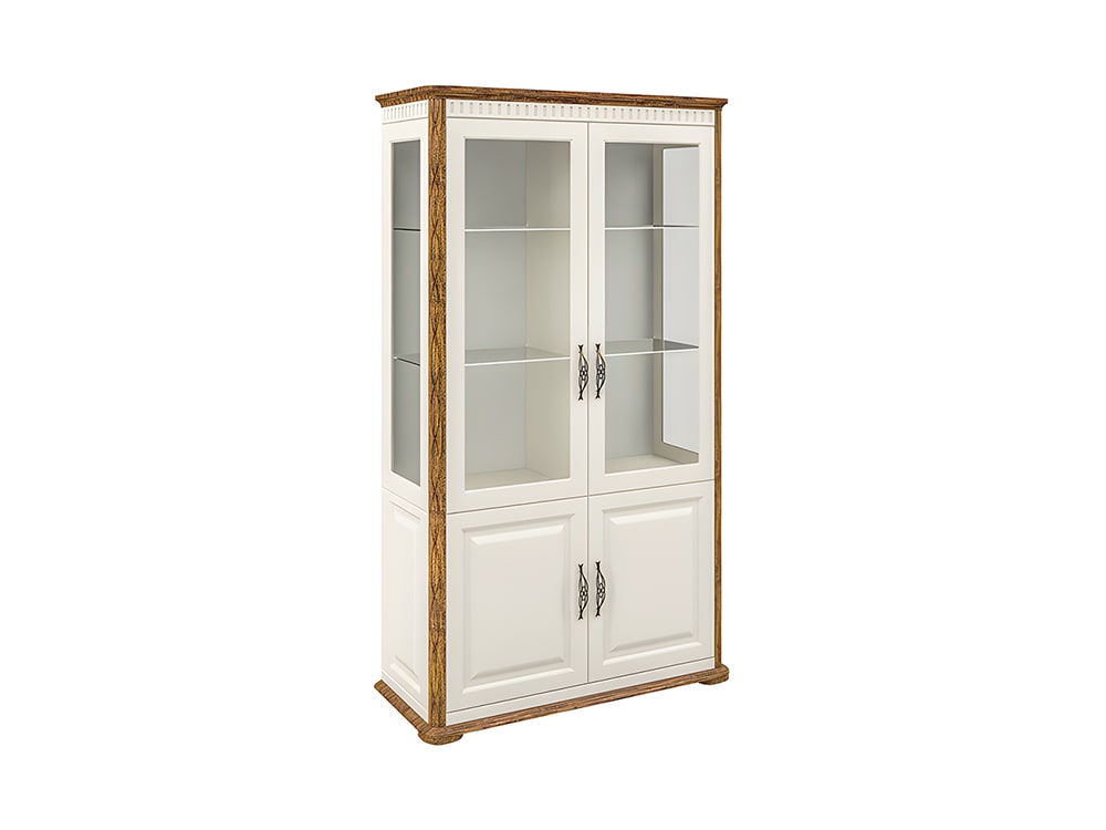 Шкафы с витриной - Шкаф комбинированный МАРСЕЛЬ, Крем + Дуб Кантри (-19)(1) - Белорусская мебель